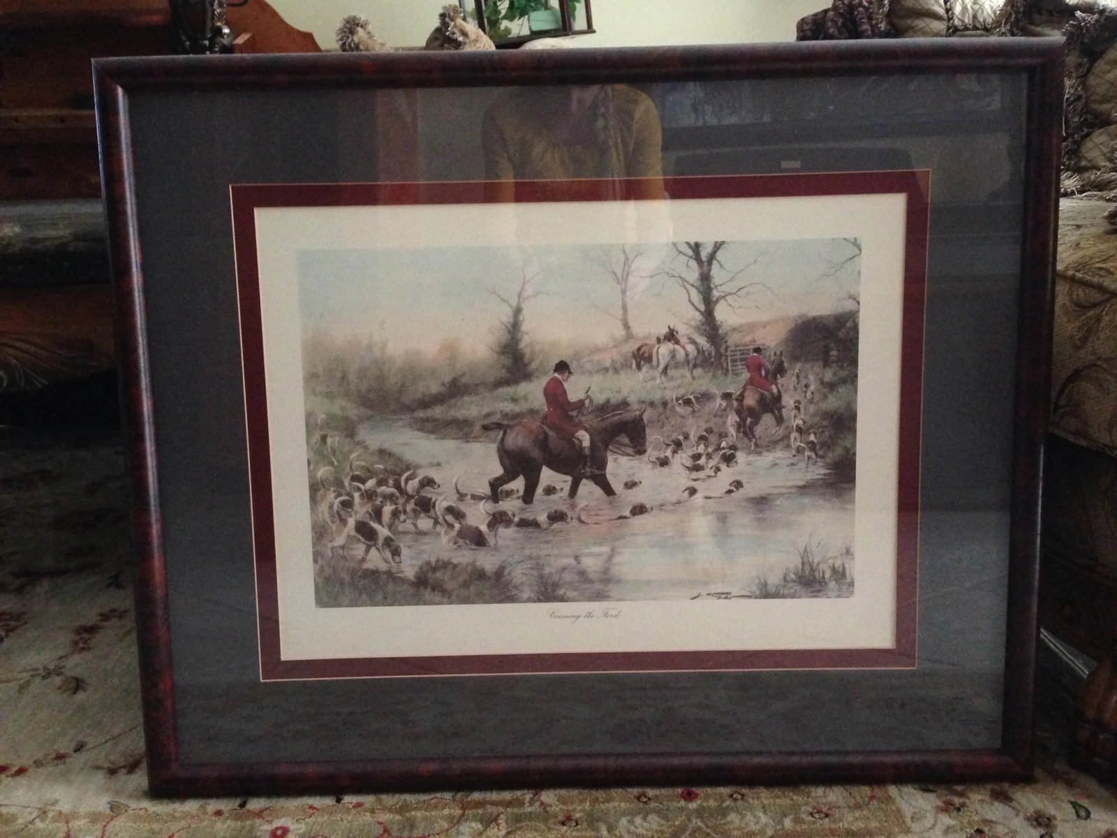 Print of Crossing the Ford by George Wright Framed/Signed - 5