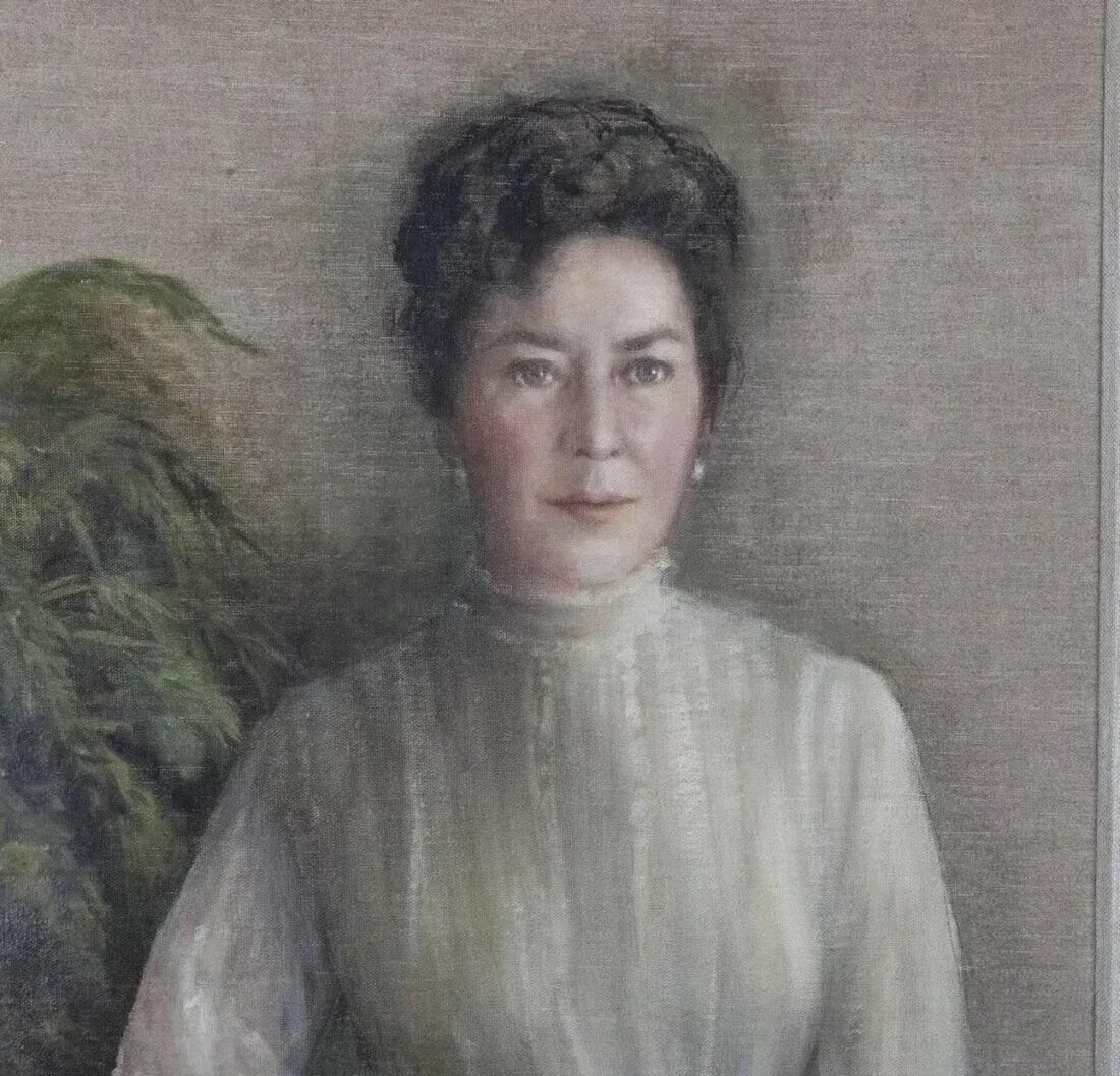 Vintage Oversized Portrait Oil Painting on Canvas of a Lady C1950 - 3