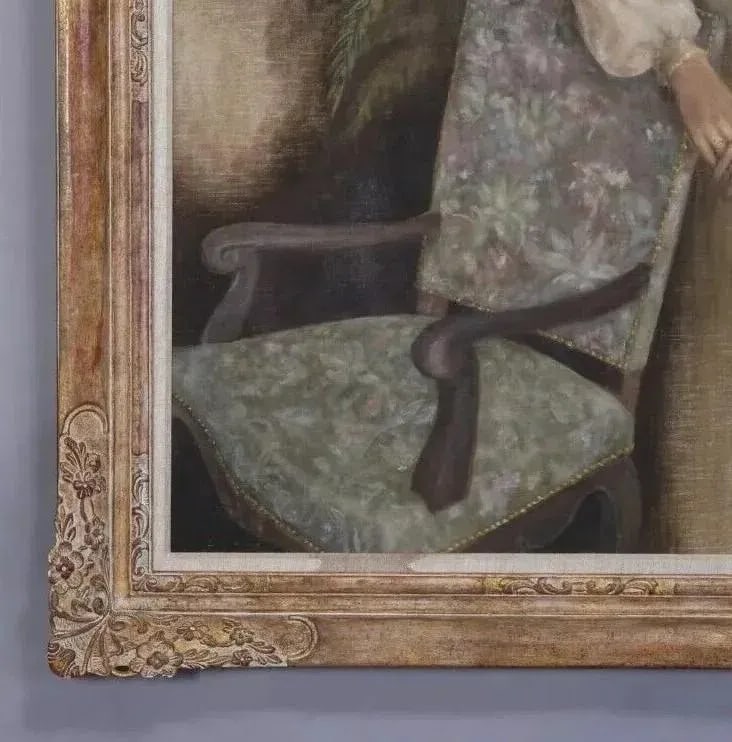 Vintage Oversized Portrait Oil Painting on Canvas of a Lady C1950 - 7