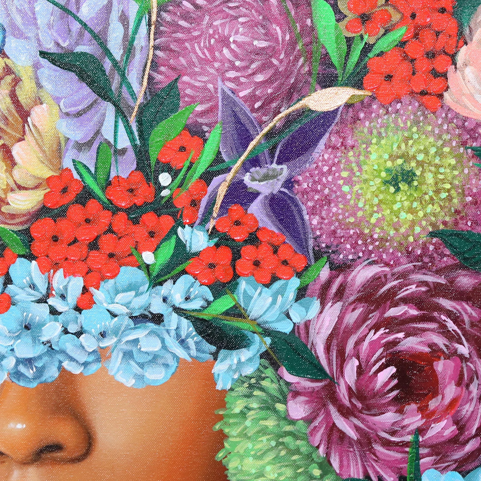 Serenity - Vibrant Floral Sally K Figurative Original Artwork by Sally K - 3