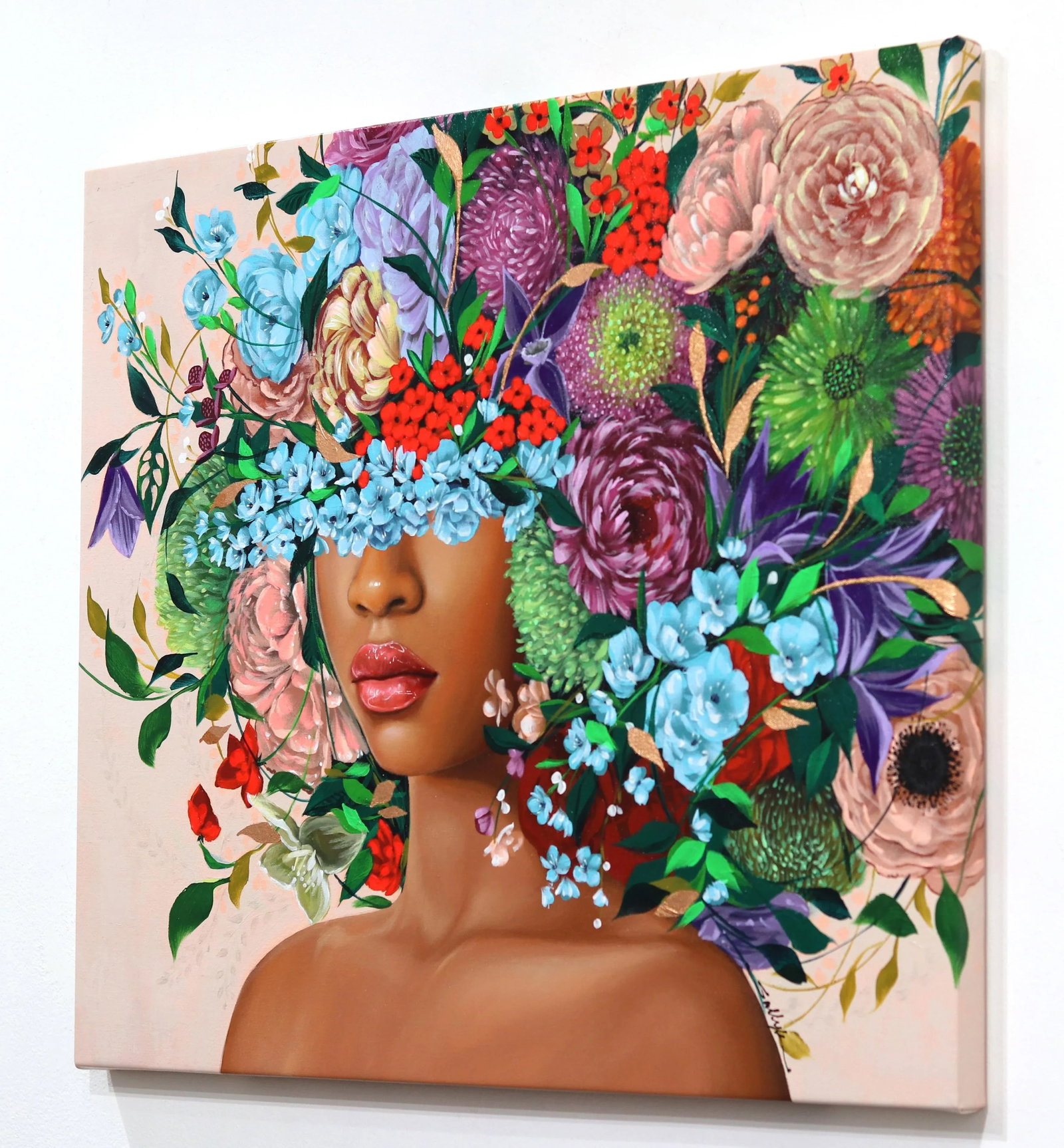 Serenity - Vibrant Floral Sally K Figurative Original Artwork by Sally K - 6