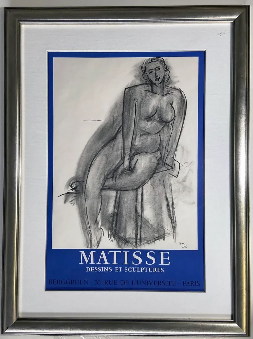 1970s Matisse "Dessins Et Sculptures" Berggruen Rue De L'Universite, Paris Stone Lithographic Poster - 3