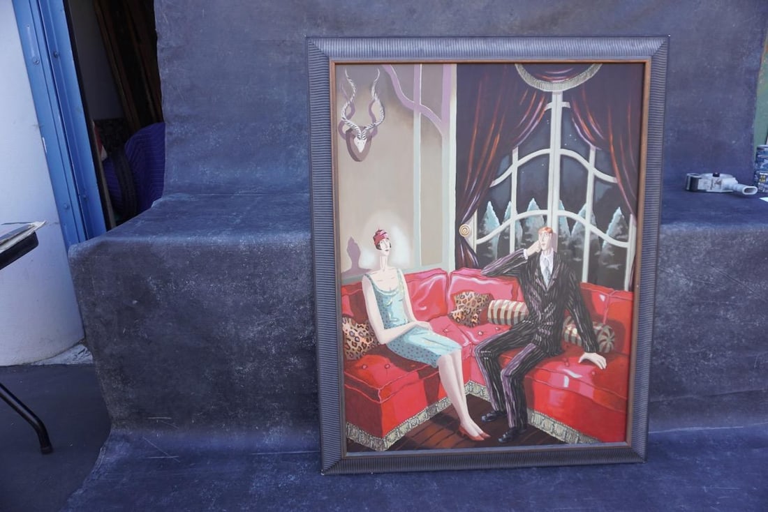 Isabelle Rozot - Two Bright Young Things Having a Quiet Evening at Home... Alas! - Oil on Canvas - 2