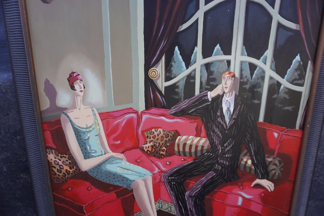 Isabelle Rozot - Two Bright Young Things Having a Quiet Evening at Home... Alas! - Oil on Canvas - 3