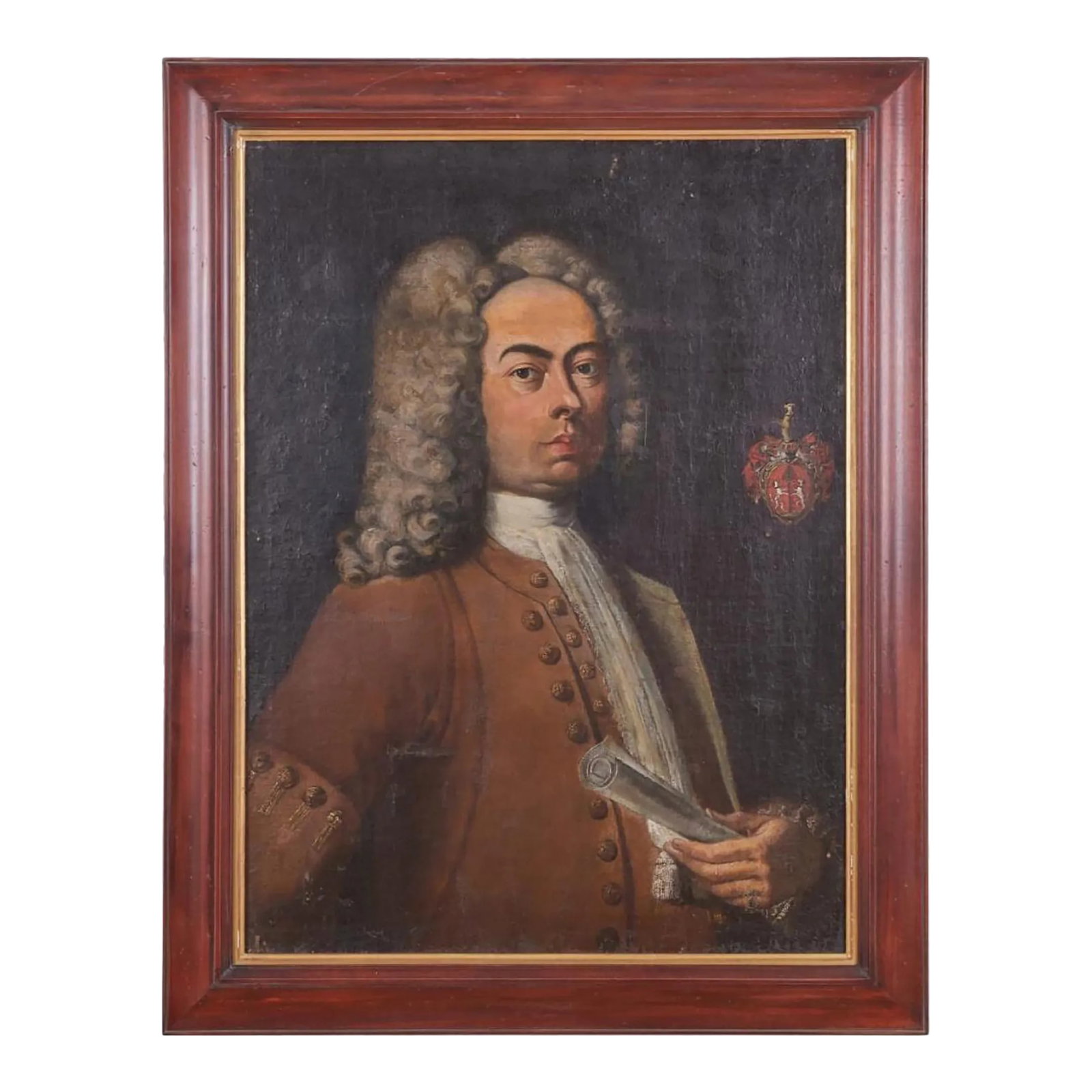 European School. Probably English. Oil Painting Portrait of a Gentlemen With Powdered Wig and Family (1 of 11)