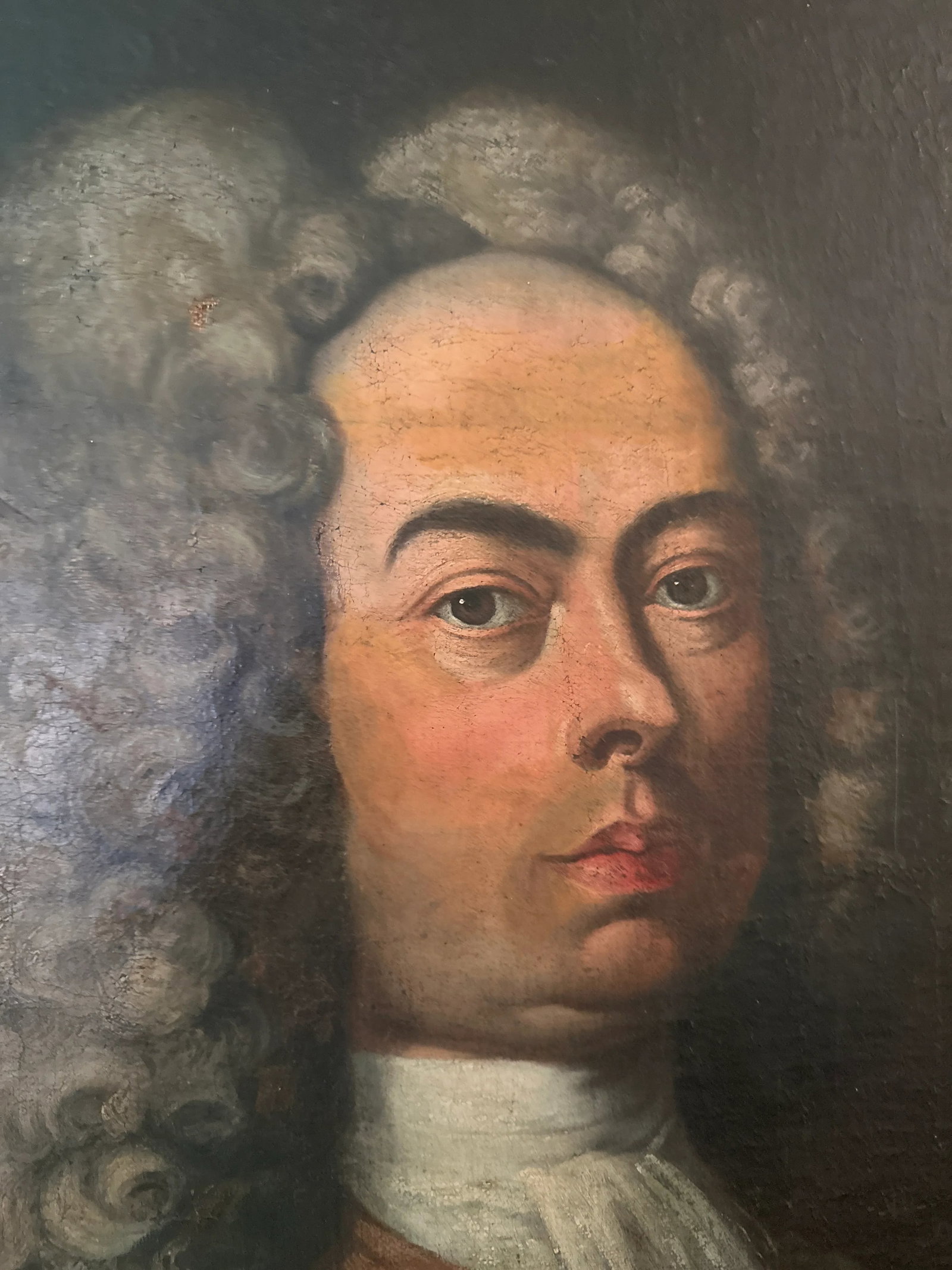 European School. Probably English. Oil Painting Portrait of a Gentlemen With Powdered Wig and Family - 3