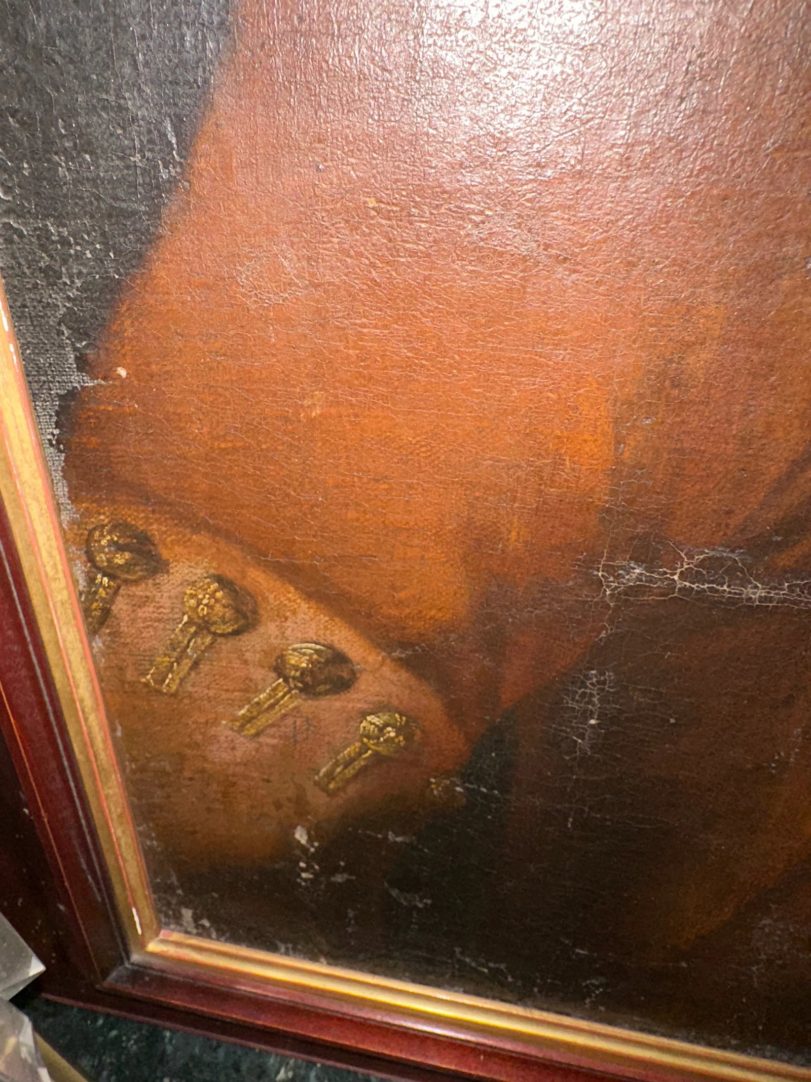 European School. Probably English. Oil Painting Portrait of a Gentlemen With Powdered Wig and Family - 6