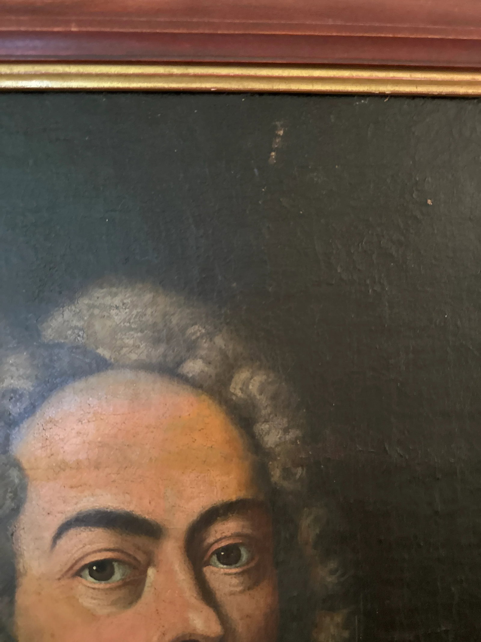European School. Probably English. Oil Painting Portrait of a Gentlemen With Powdered Wig and Family - 7