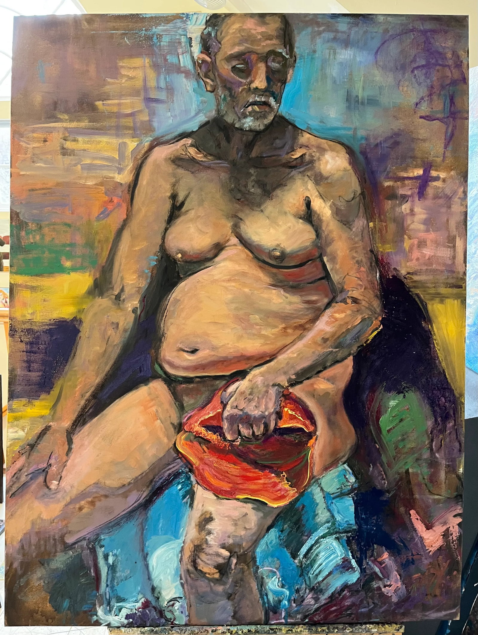 'Hat in Hand', Portrait of a Man, Life Size Oil Painting, by Van Ness - 6
