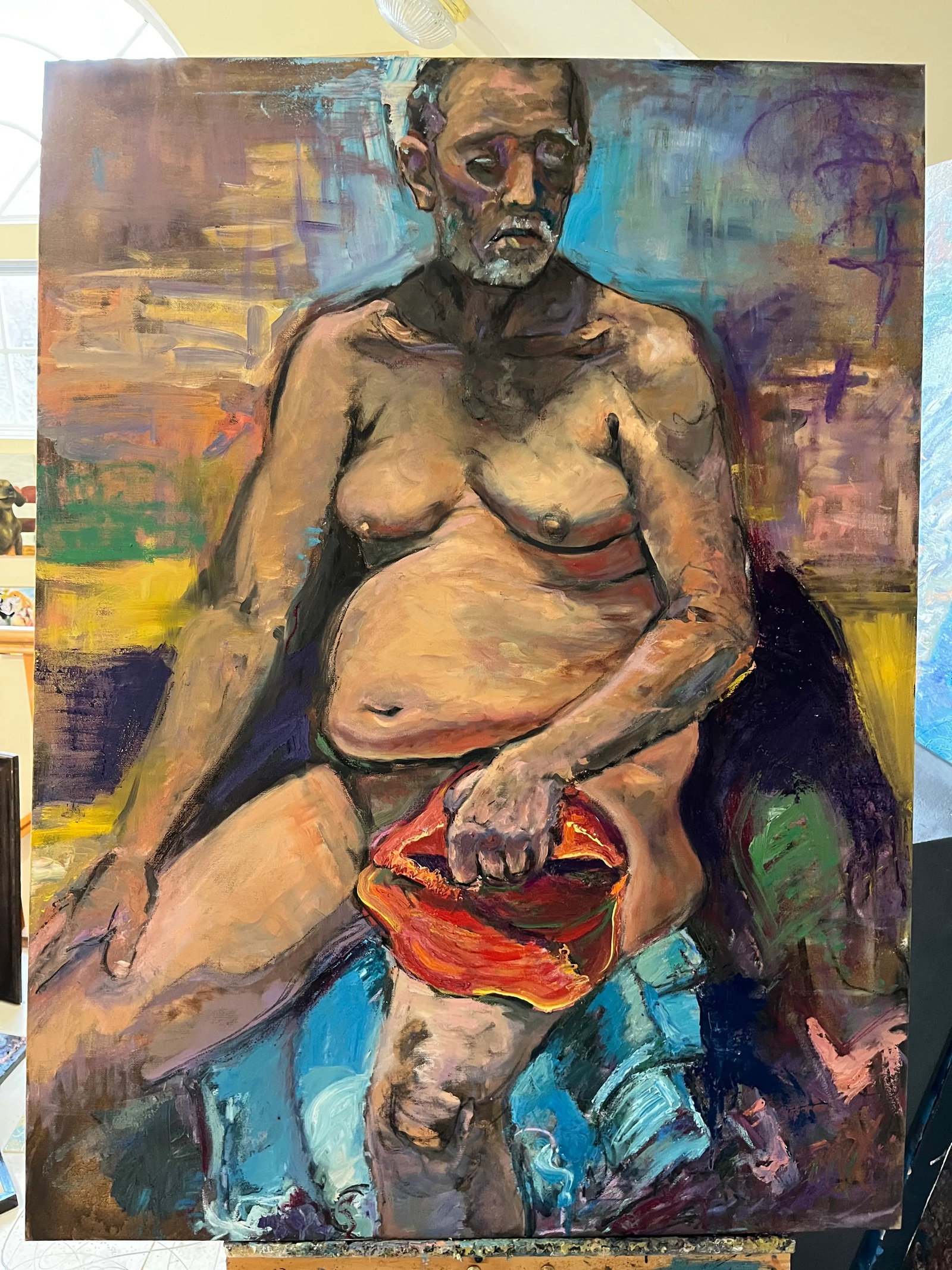 'Hat in Hand', Portrait of a Man, Life Size Oil Painting, by Van Ness - 7