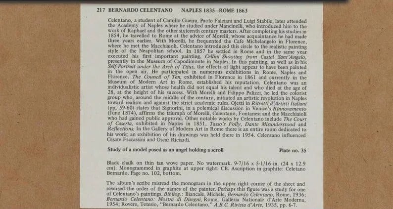 19th Century Italian School Bernardo Celentano Drawing on Paper - 5