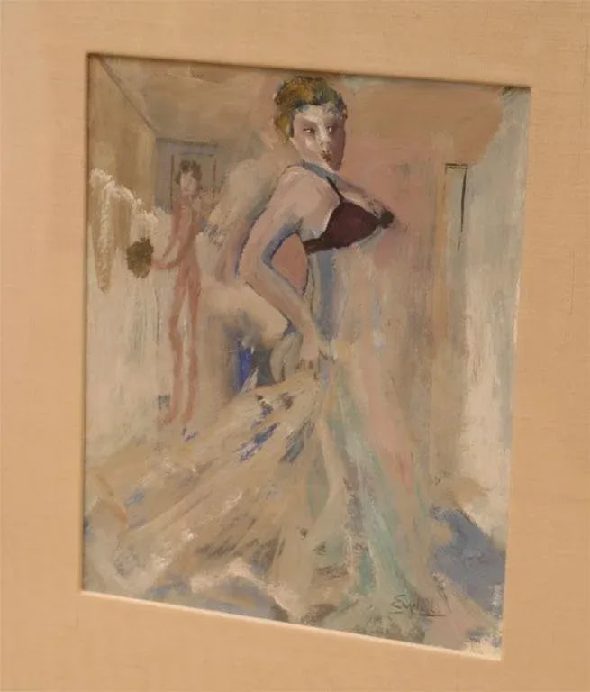 Belgian Art Deco Gouache and Watercolor Painting by Leo Engels, Museum Custom Framed 1930's - 4
