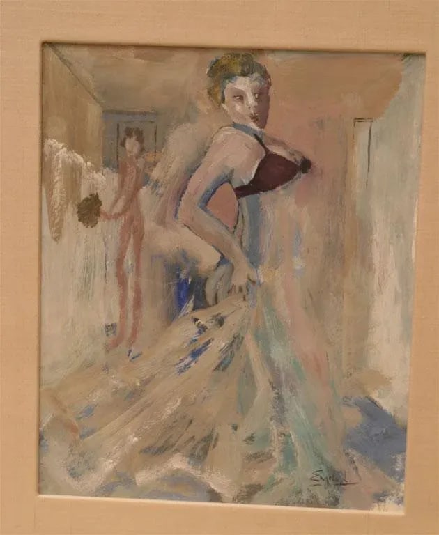 Belgian Art Deco Gouache and Watercolor Painting by Leo Engels, Museum Custom Framed 1930's - 5