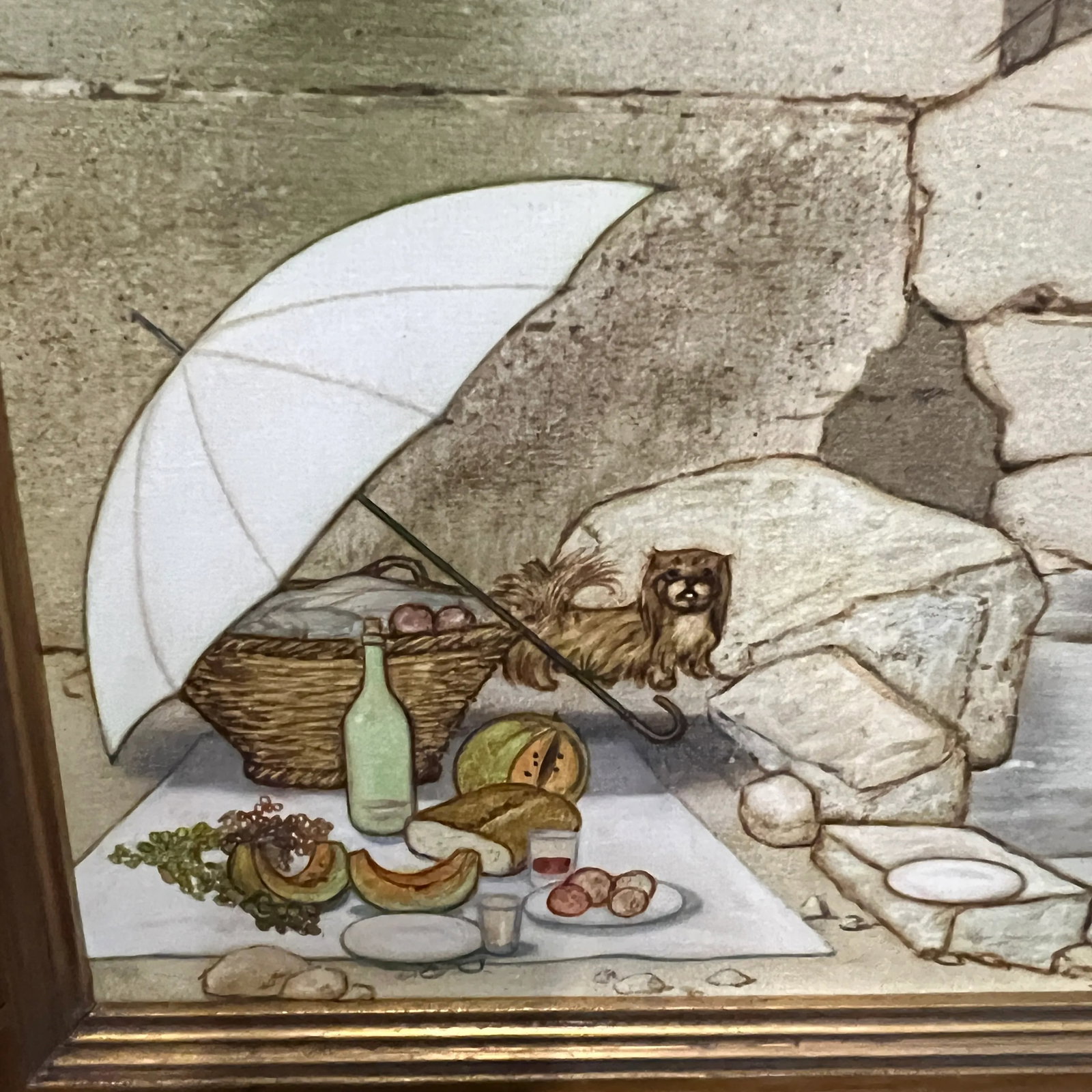 1970s Large Framed Original Oil Painting of a Family Picnic by Philip Henri Noyer - 2