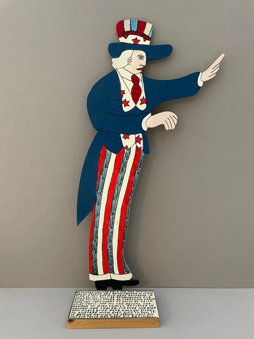 Howard Finster "Uncle Sam" Folk Art Wood Sculpture, 1996 - 2