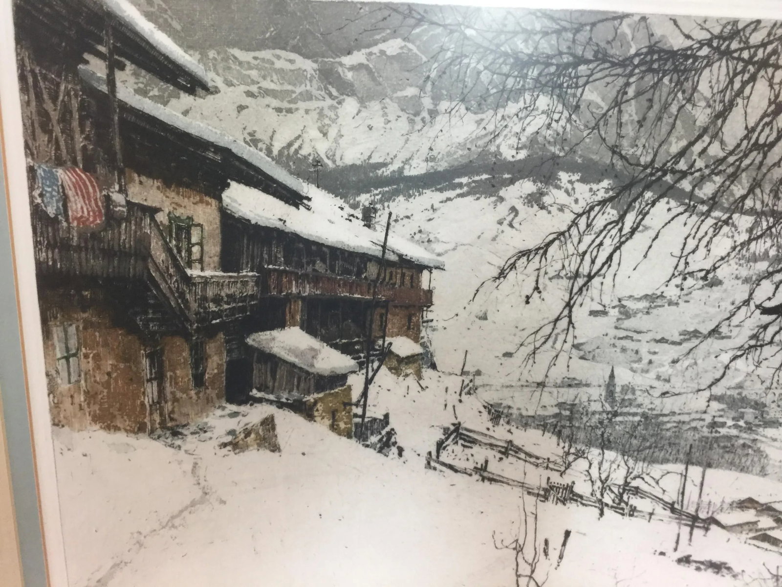 Luigi Kasimir Etching Cortina d'Ampezzo 1925 Italian Alps Signed - 5