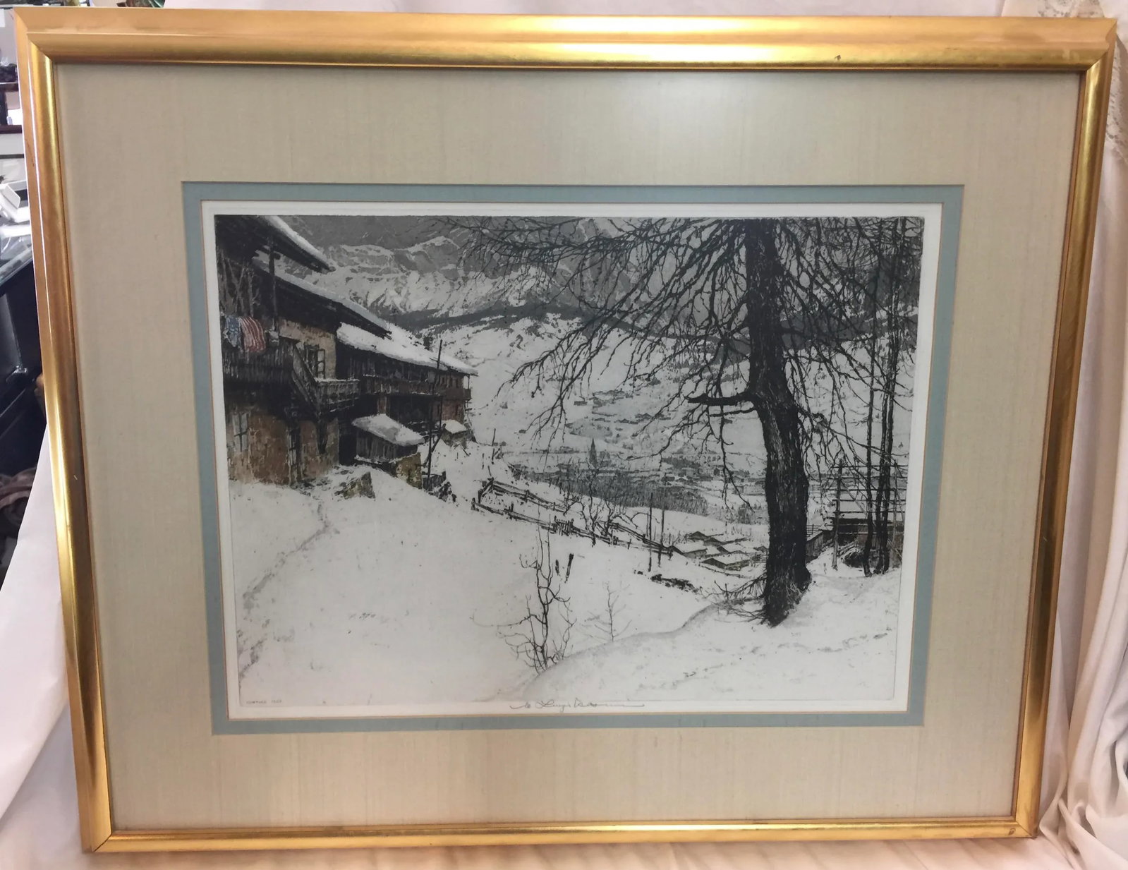 Luigi Kasimir Etching Cortina d'Ampezzo 1925 Italian Alps Signed - 9