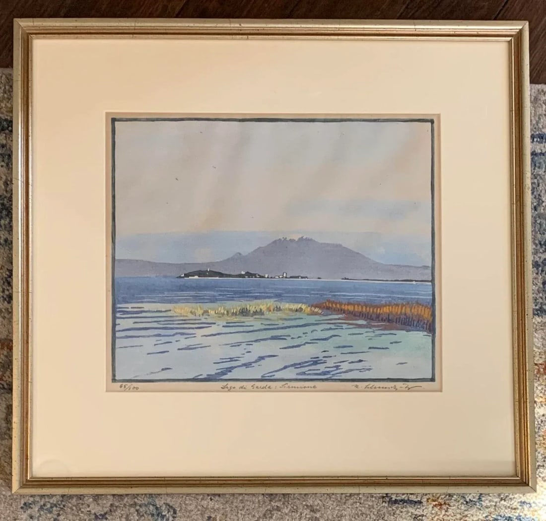 Vintage Signed and Numbered Handmade Italian Color Print of Lake Sarda - 11
