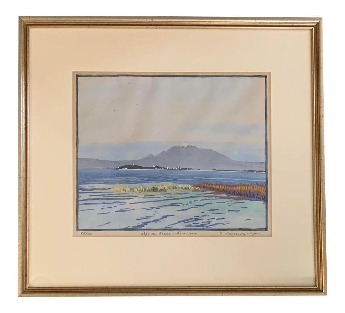 Vintage Signed and Numbered Handmade Italian Color Print of Lake Sarda (1 of 11)