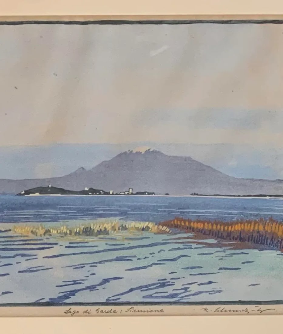 Vintage Signed and Numbered Handmade Italian Color Print of Lake Sarda - 3