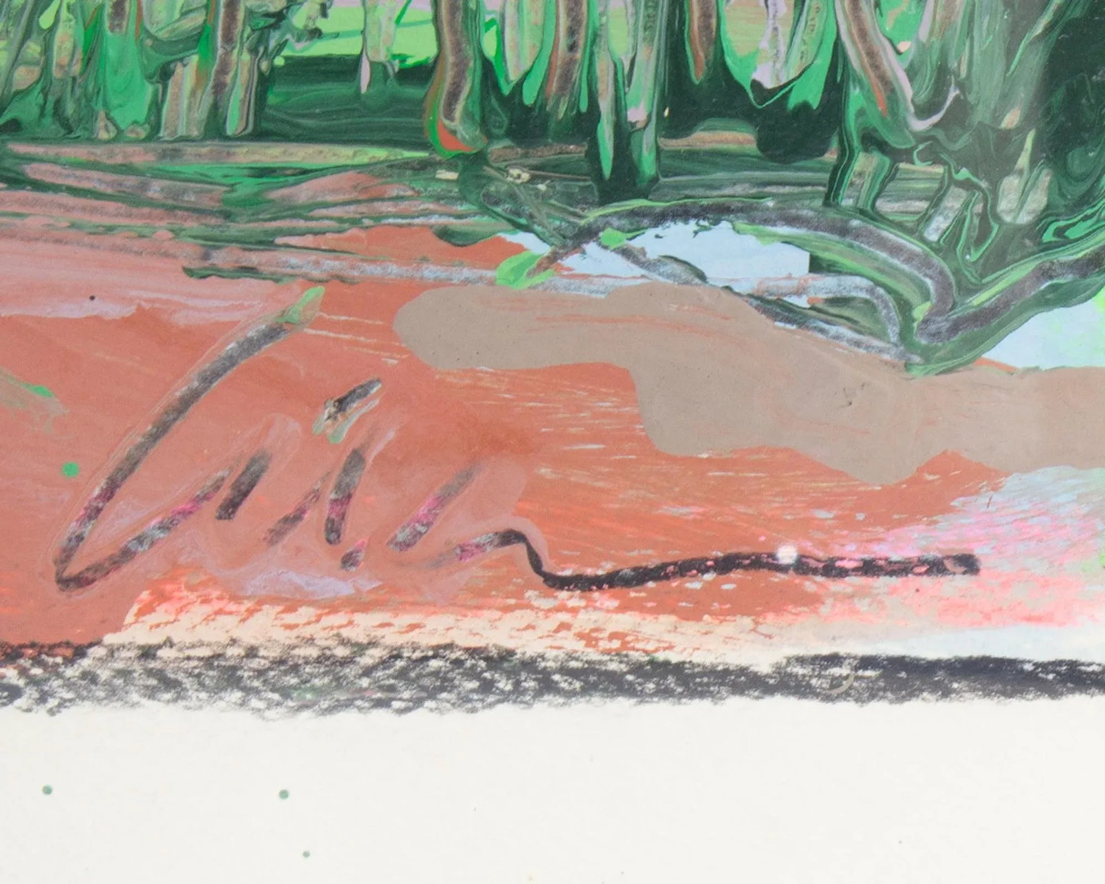 1980s Signed "ga Spring" Acrylic on Paper Abstract Landscape Painting by Harry Hilson - 4