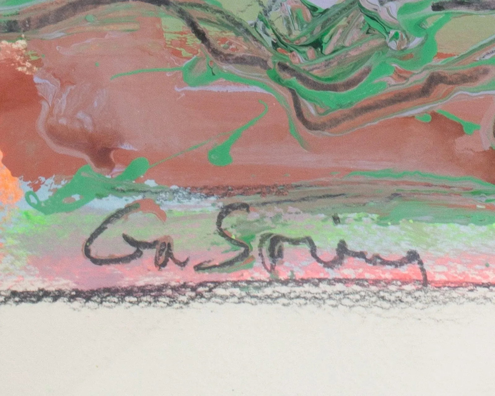 1980s Signed "ga Spring" Acrylic on Paper Abstract Landscape Painting by Harry Hilson - 5