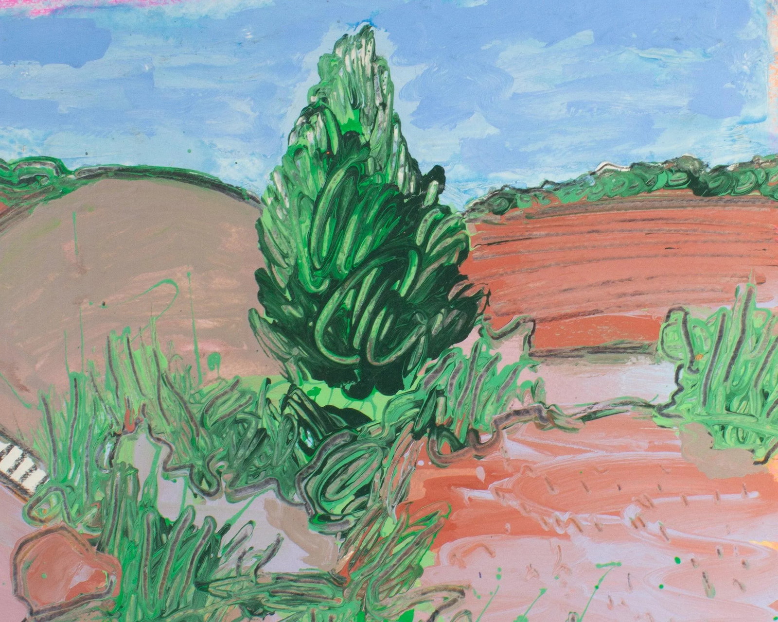 1980s Signed "ga Spring" Acrylic on Paper Abstract Landscape Painting by Harry Hilson - 7