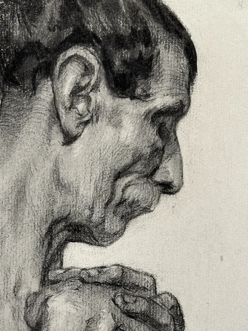 Set of Early 1900's Antique French Academic Drawings of Gentleman in Swim Trunks, Charcoal on Paper - 6