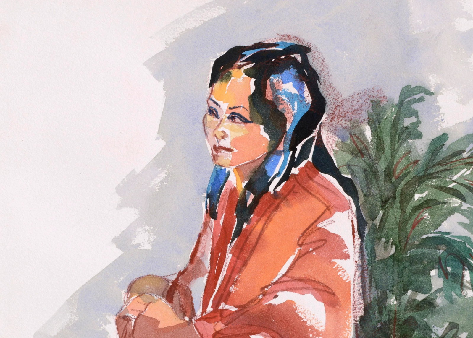 Vintage Seated Woman Figurative Portrait by Doris Warner - 2