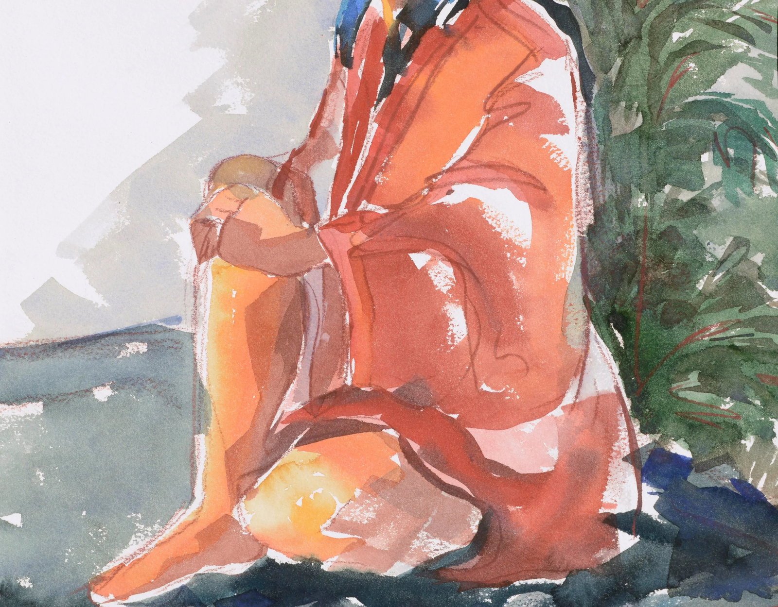 Vintage Seated Woman Figurative Portrait by Doris Warner - 3