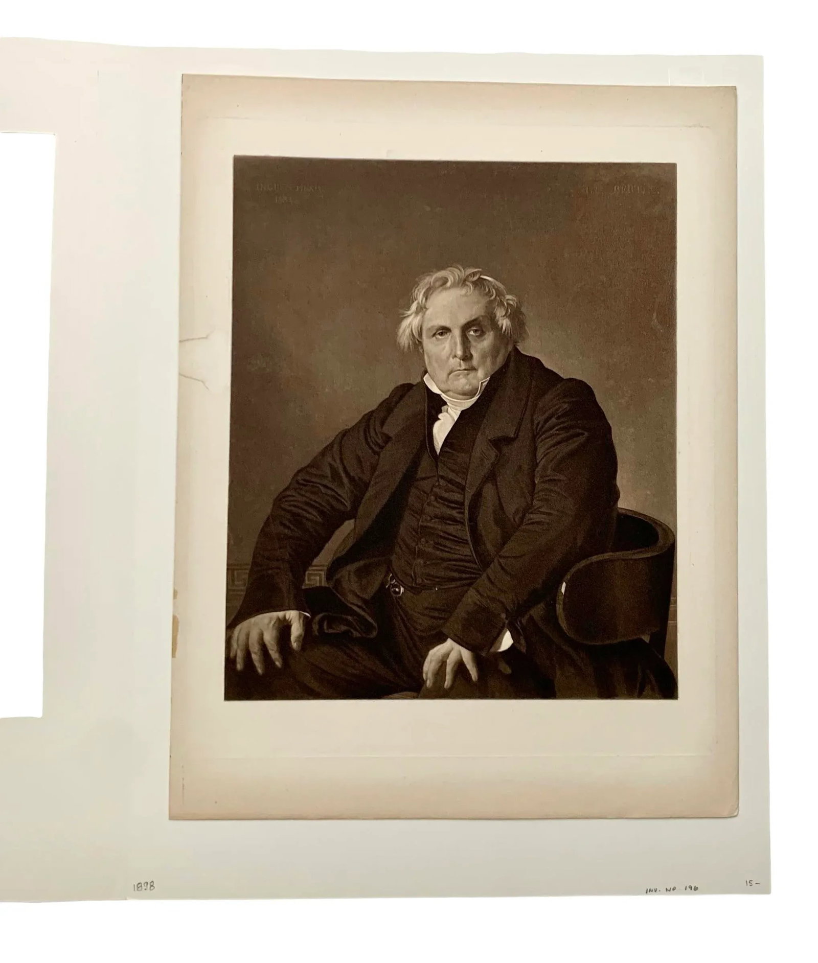 Late 19th Century Antique Etching Art Features the Portrait of Louis Francois Bertin Drawn by Jean I - 2