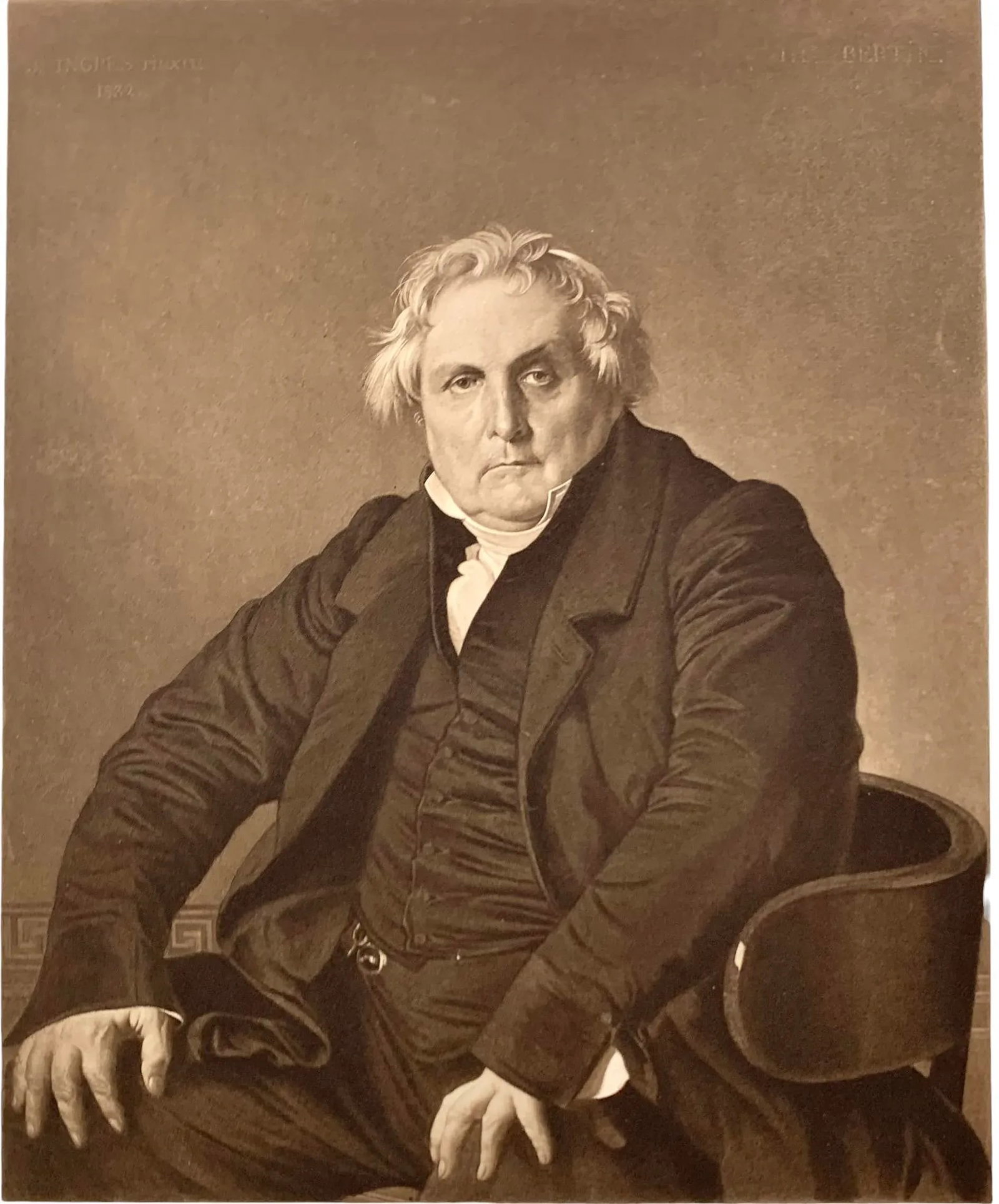 Late 19th Century Antique Etching Art Features the Portrait of Louis Francois Bertin Drawn by Jean I - 5