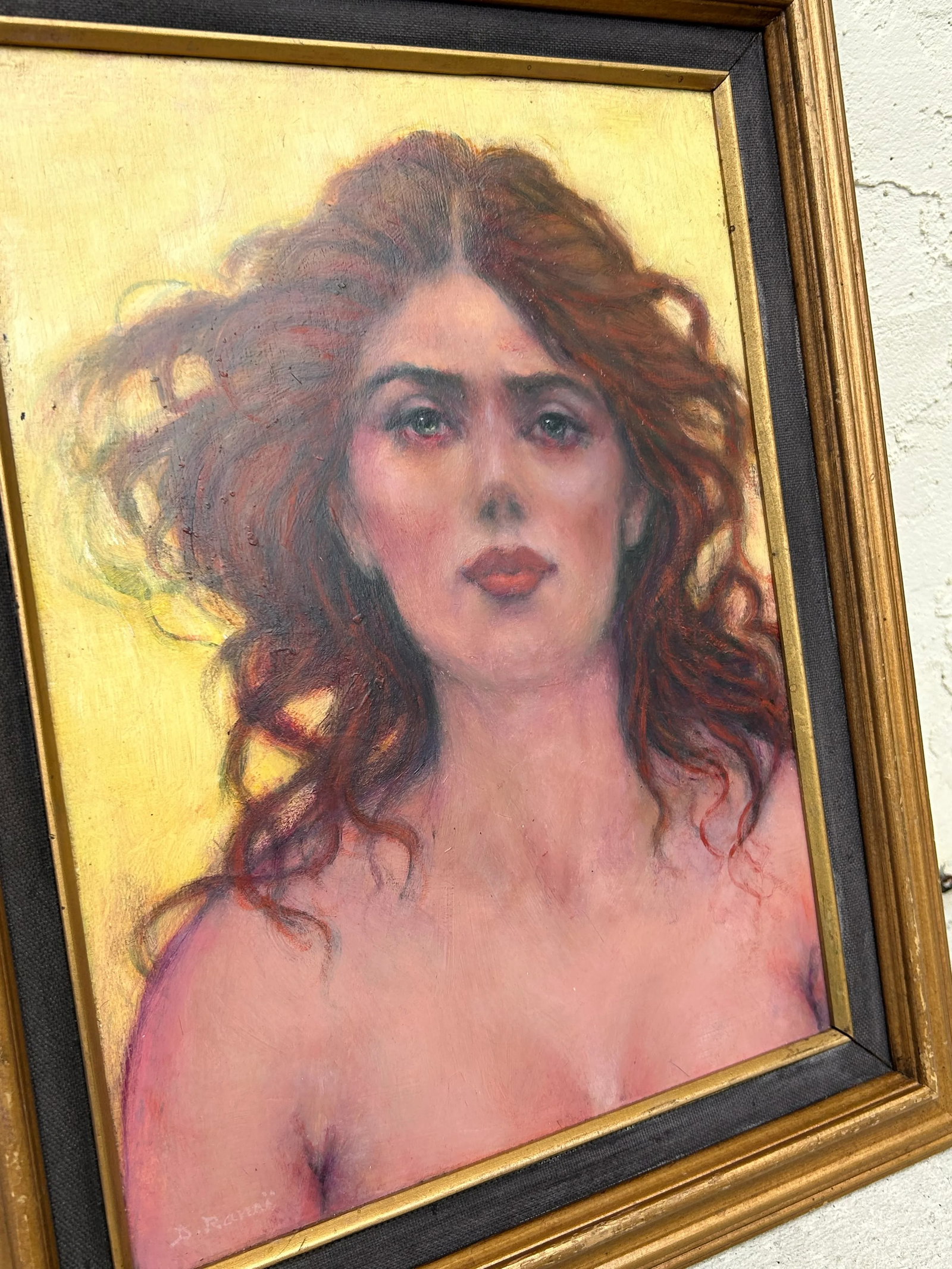 1960s Vintage Portrait Painting of Red Haired Women, Framed - 4