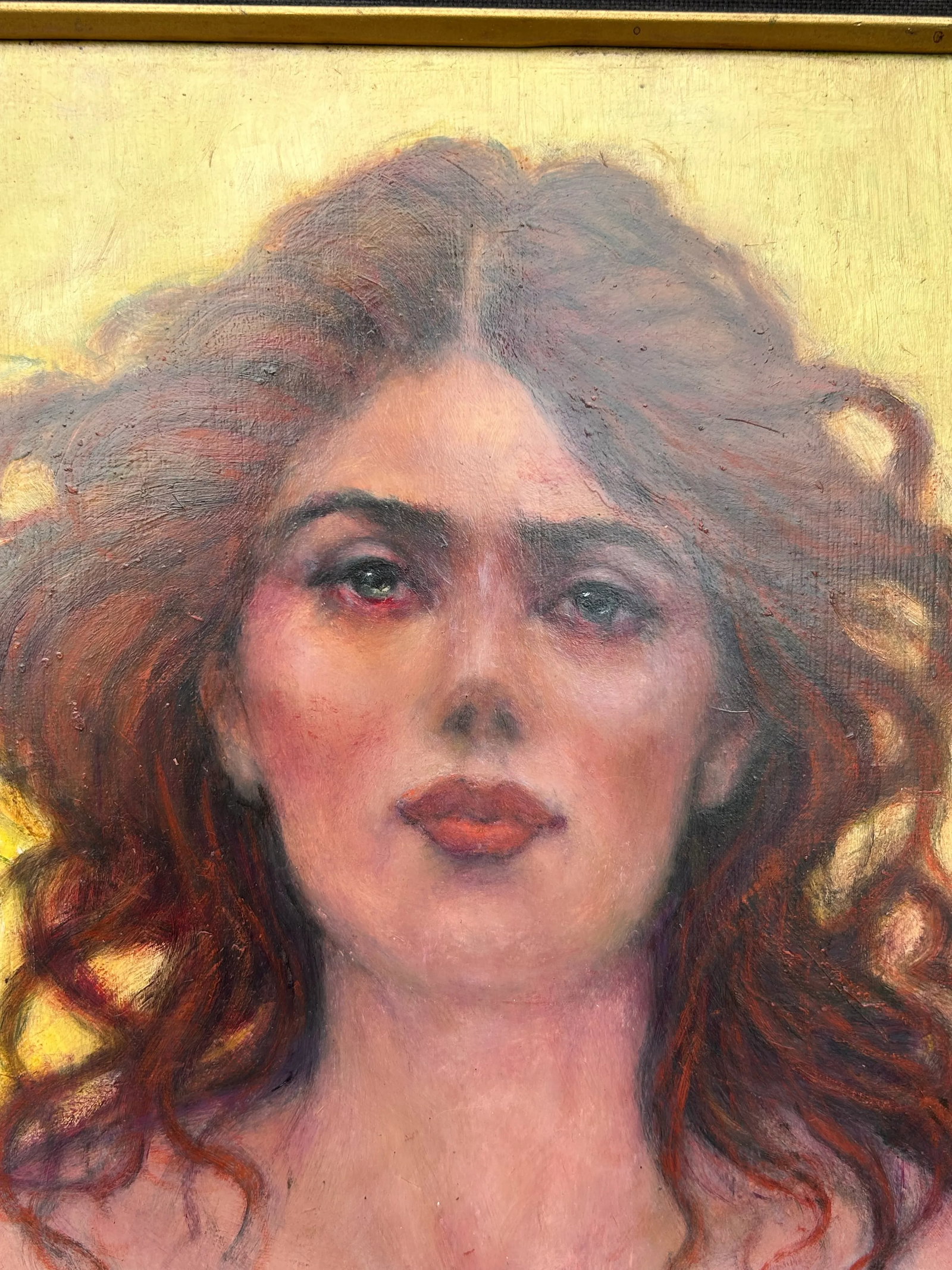 1960s Vintage Portrait Painting of Red Haired Women, Framed - 5