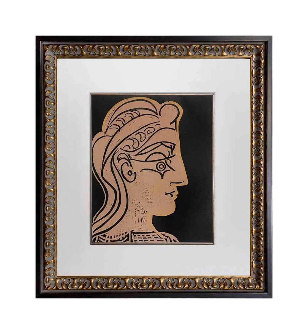 Pablo Picasso Linogravure Ltd Edition - "Tete De Femme" 1959 W/Frame - 7