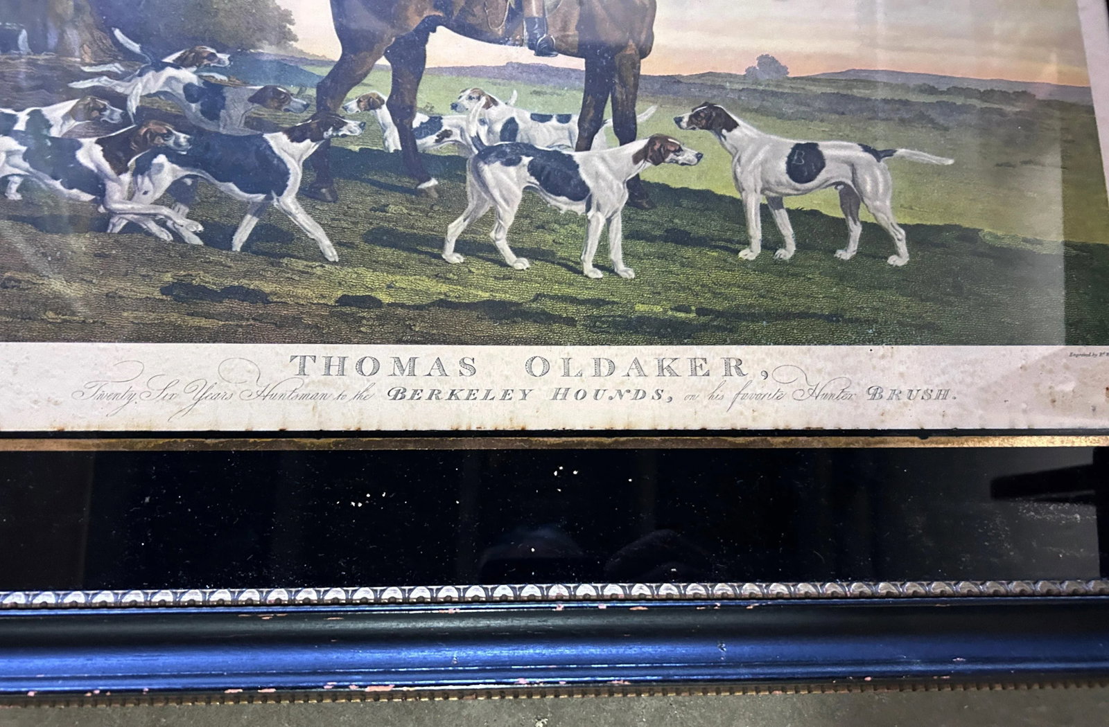 1940s Antique British School Horse Huntsman Portrait "Thomas Oldaker" Lithograph Framed - 4