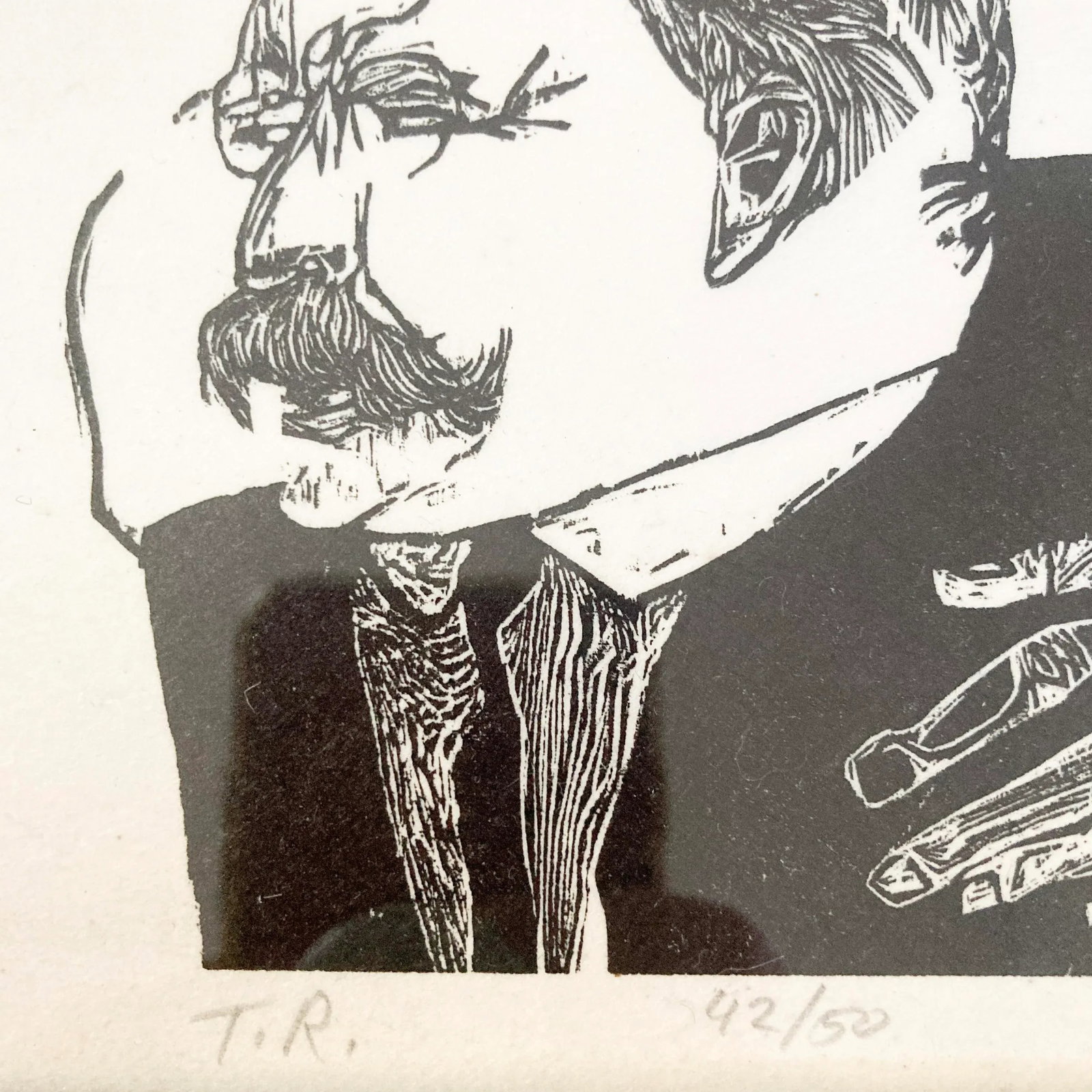 Jacob Landau Woodcut Titled 'T R' (Theodore Roosevelt) 1959 Signed and Numbered 42/50 - 2