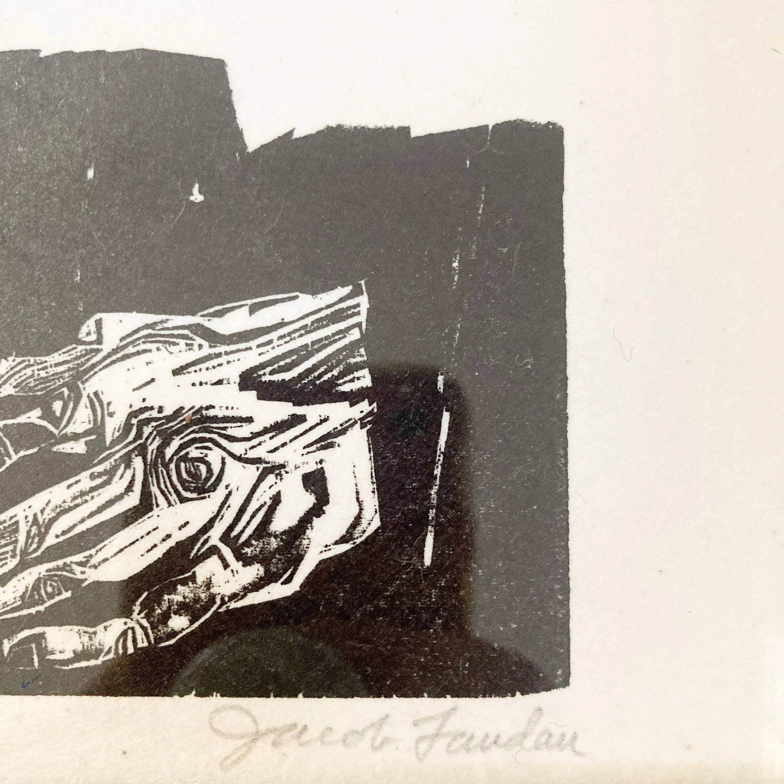 Jacob Landau Woodcut Titled 'T R' (Theodore Roosevelt) 1959 Signed and Numbered 42/50 - 3