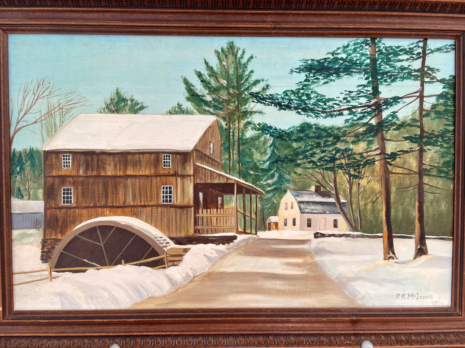 1977 Original Winter Landscape Painting "Old Sturbridge Village" - 4