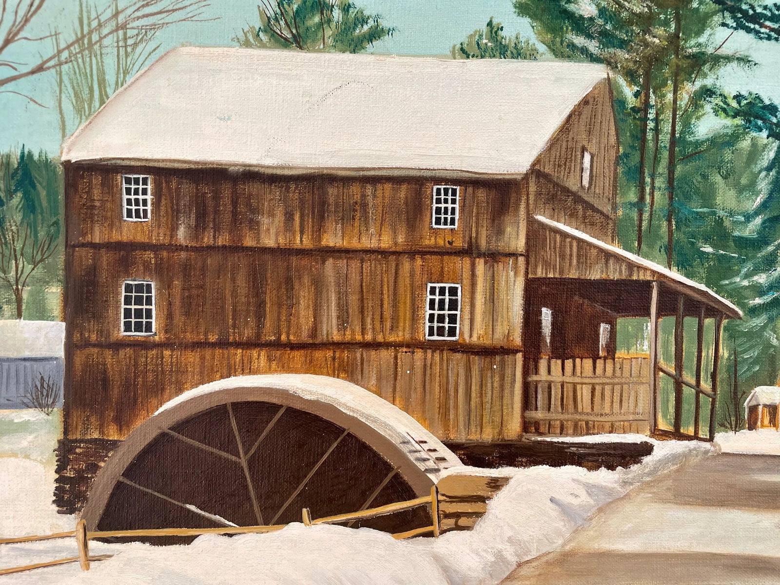 1977 Original Winter Landscape Painting "Old Sturbridge Village" - 5