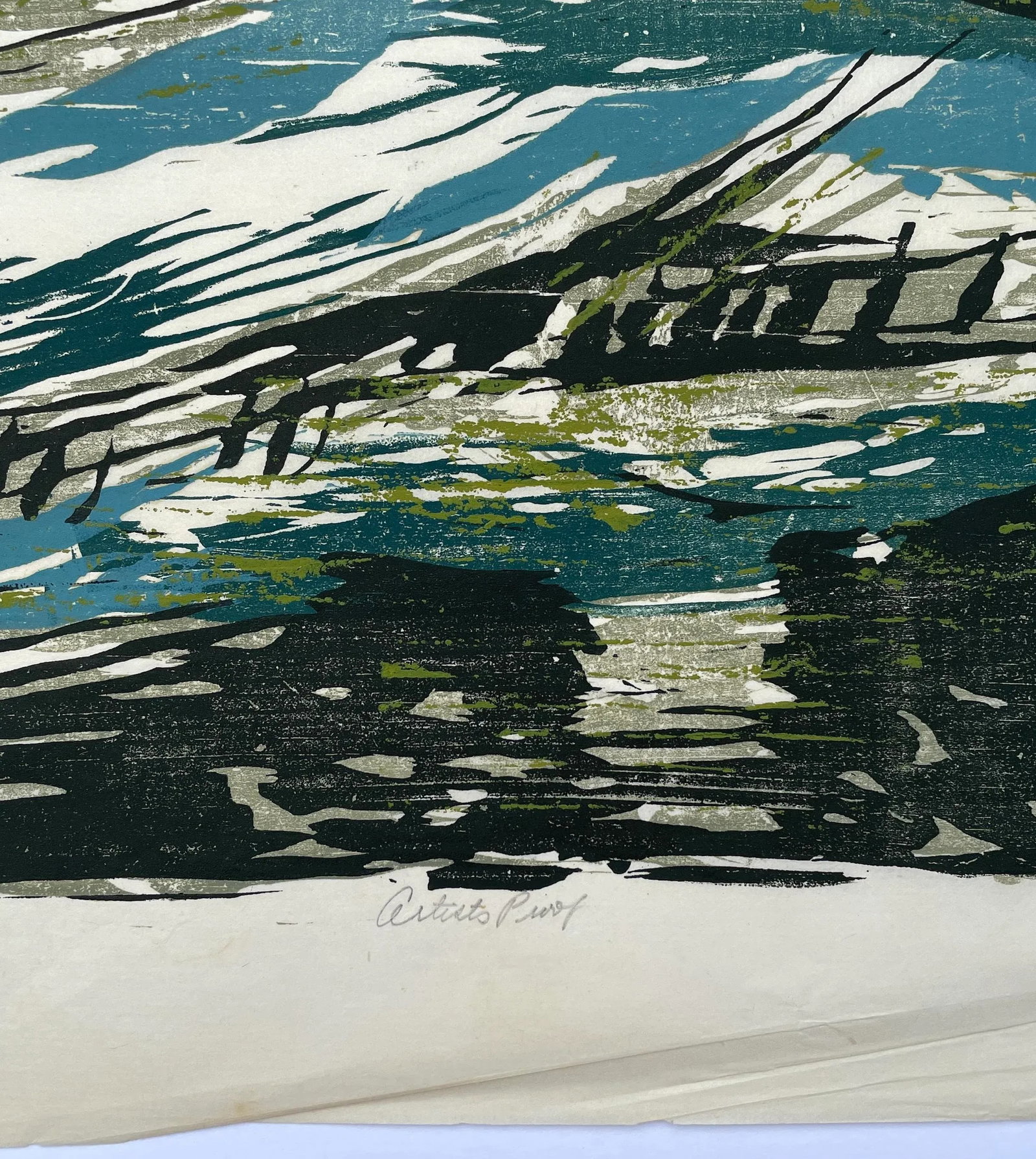 1950s Luke Gwilliam Queen Tide Woodblock - 3