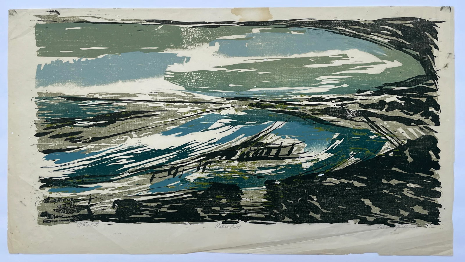 1950s Luke Gwilliam Queen Tide Woodblock - 7