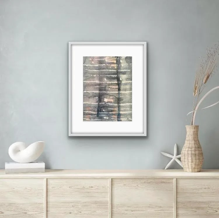 Contemporary Original Abstract Watercolor Painting on Paper by Stephanie Cate, Framed - 4