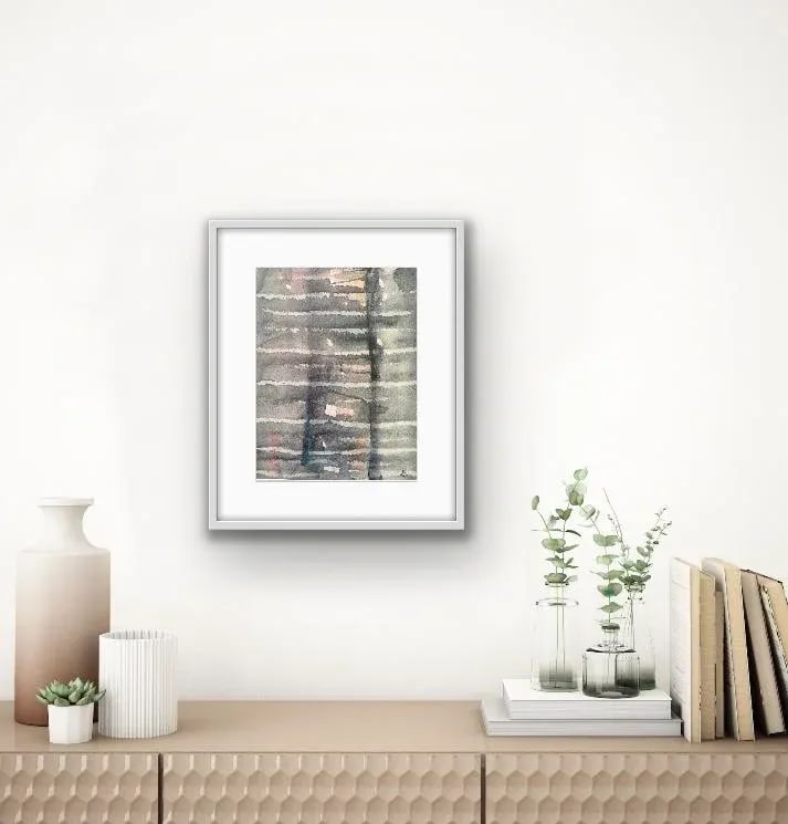 Contemporary Original Abstract Watercolor Painting on Paper by Stephanie Cate, Framed - 5
