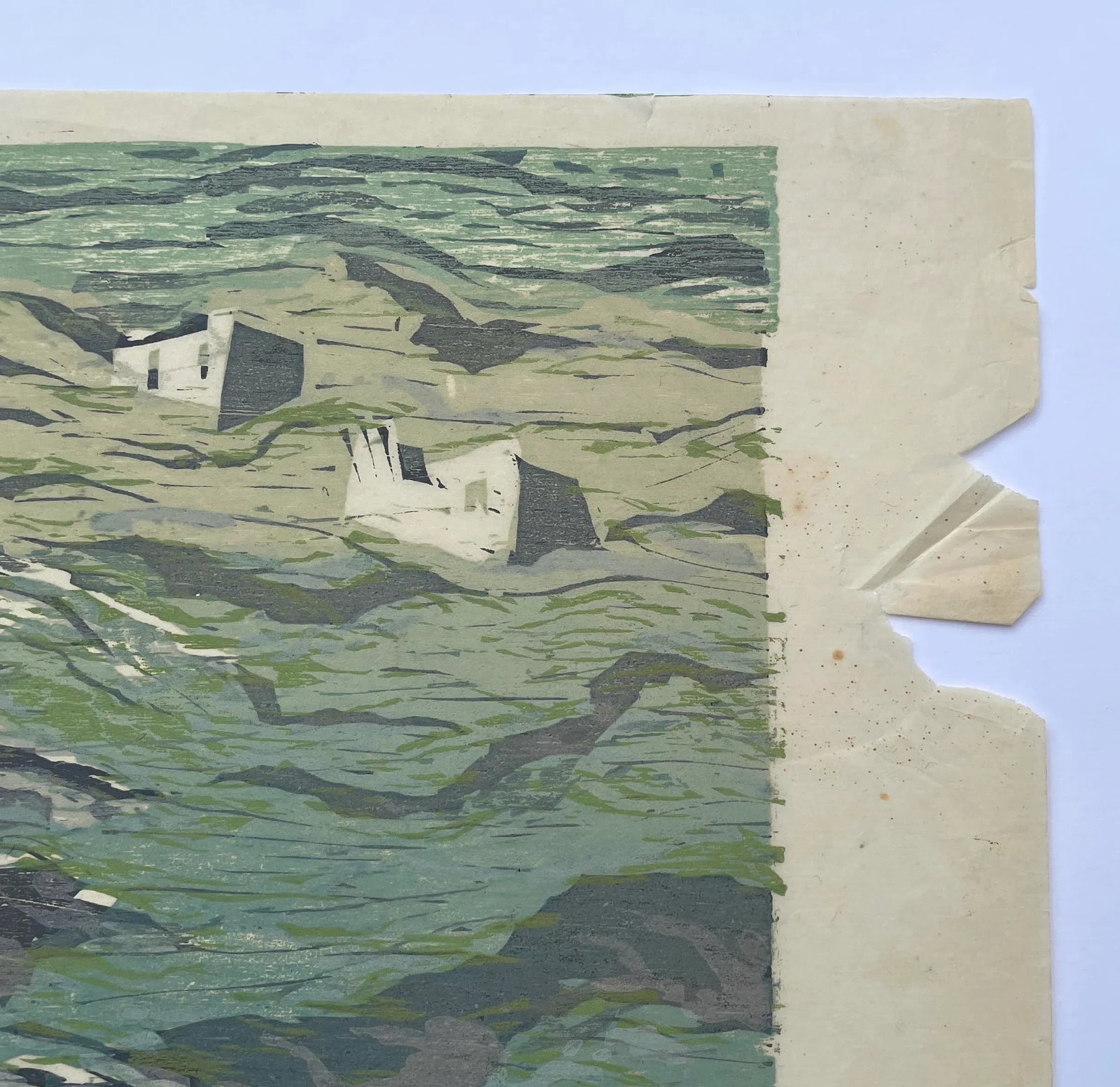 1950s Luke Gwilliam Mykonos Hills Woodblock - 5