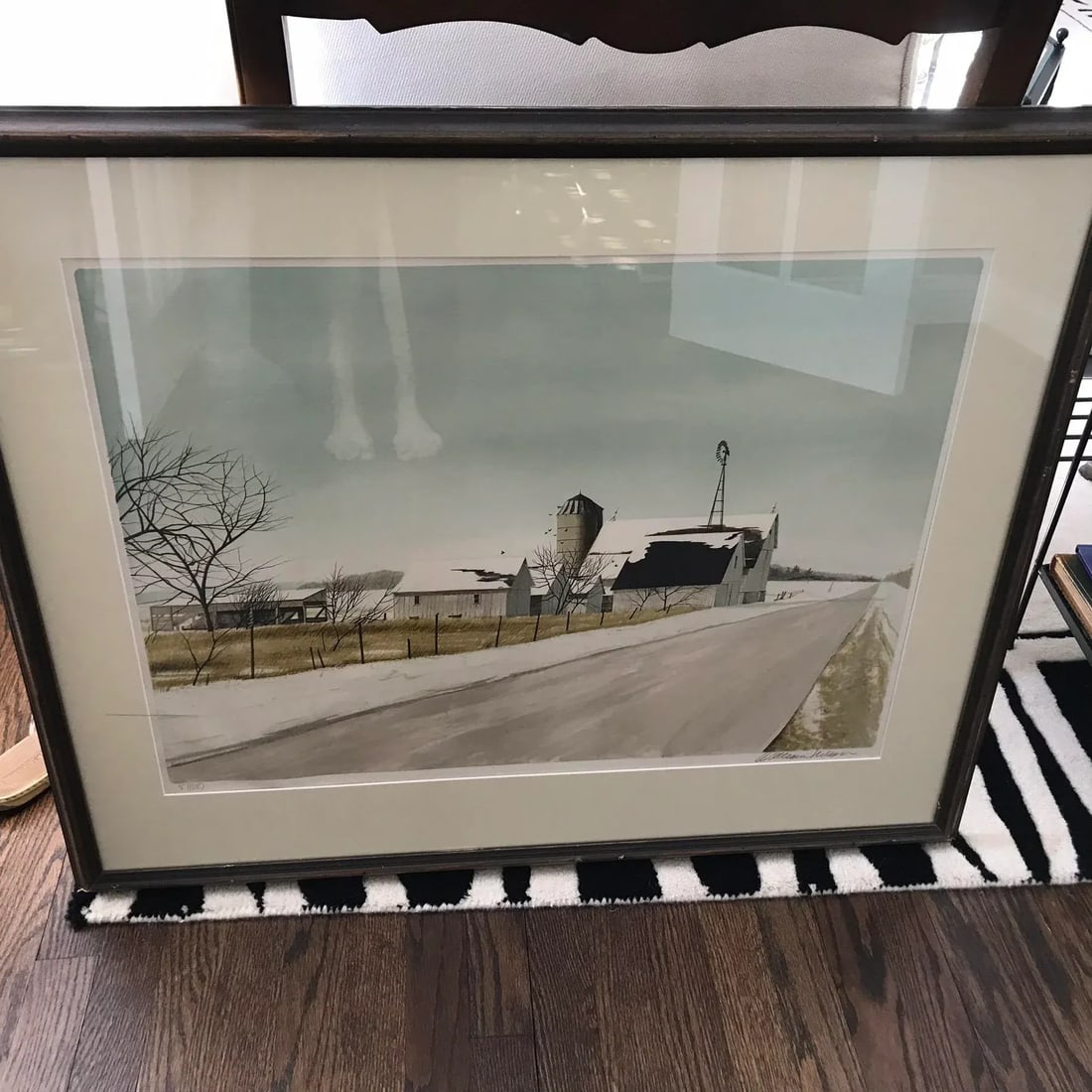 1980s A Winter Barn Scene by William Nelson - 3