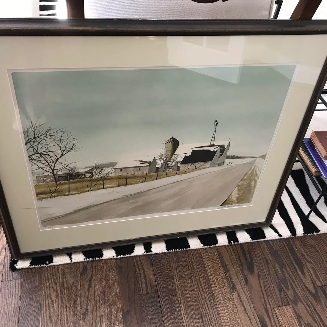 1980s A Winter Barn Scene by William Nelson - 4
