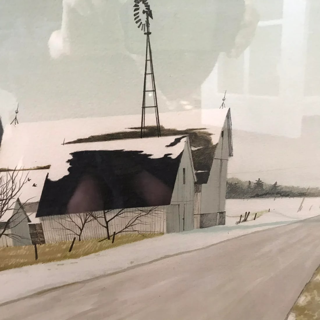 1980s A Winter Barn Scene by William Nelson - 7