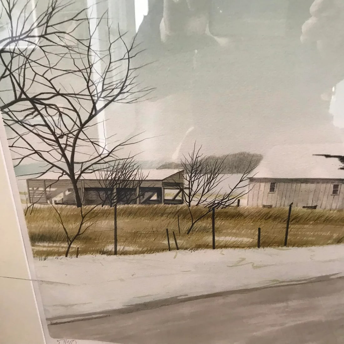 1980s A Winter Barn Scene by William Nelson - 8