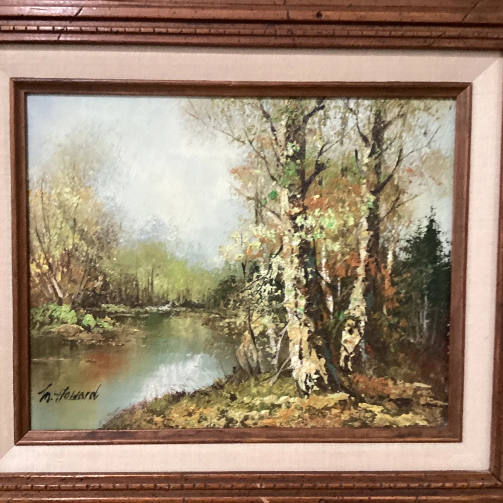 Mid 20th Century Mid Century Stunning Landscape Painting on Canvas B Framed and Signed by M. Howard - 2